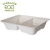 Vanguard™ Regalia™ Renewable & Compostable Lined Sugarcane Half Pans, 2-Cmpt, 13 x 10 x 3in