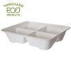 Vanguard™ Regalia™ Renewable & Compostable Lined Sugarcane Half Pans, 4-Cmpt, 13 x 10 x 3in